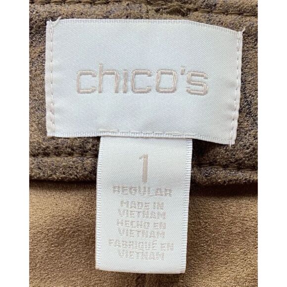Chico's Women's Slim Pants Mid Rise Tan/Brown Soft Faux Suede Size 1 (fit 34x30) - Picture 9 of 11